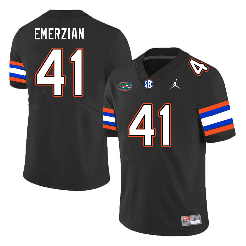 Men #41 Ara Emerzian Florida Gators College Football Jerseys Stitched-Black - Click Image to Close